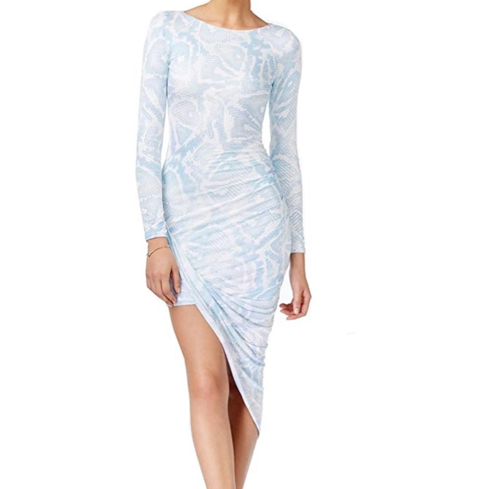 Guess LS Twist Wrap Dress in Ombre Boa Blue XS